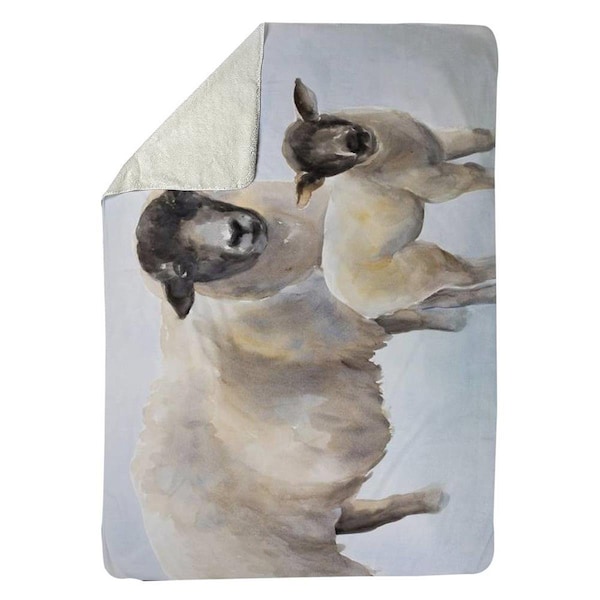 Begin Home Decor 60 x 80 in. Sheep & Its Baby-Sherpa Fleece Blanket - 5545-6080-AN385