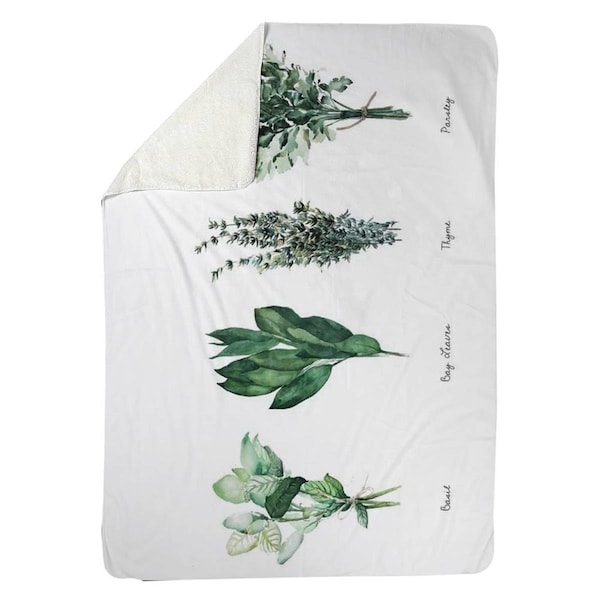 Begin Home Decor 60 x 80 in. Fine Herbs-Sherpa Fleece Blanket - 5545-6080-GA124