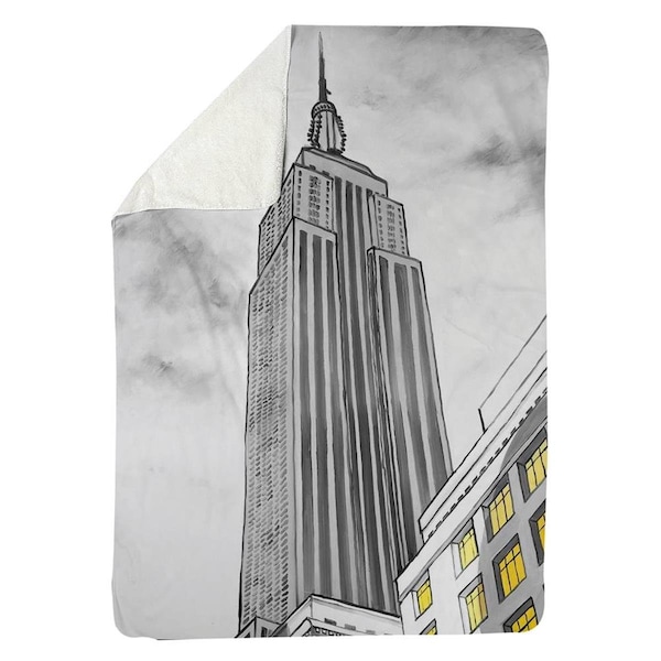 Begin Home Decor 60 x 80 in. Outline of Empire State Building-Sherpa Fleece Blanket - 5545-6080-CI307