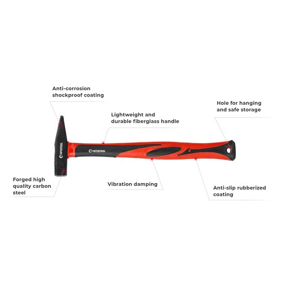 Intertool Cross Peen Hammer, 7 oz., 11 in. Fiberglass Handle - HT08-0202