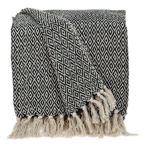 Back2Basics 52 x 67 in. Sasha Casual Woven Handloom Throw - Beige - BA2634413