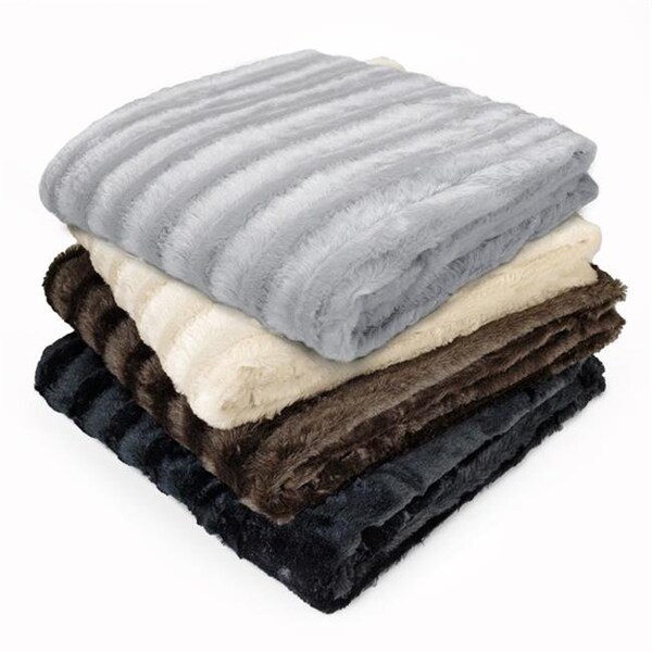 Madison Park Madison Park MP50-1593 Duke Long Fur Throw; Grey - MP50-1593