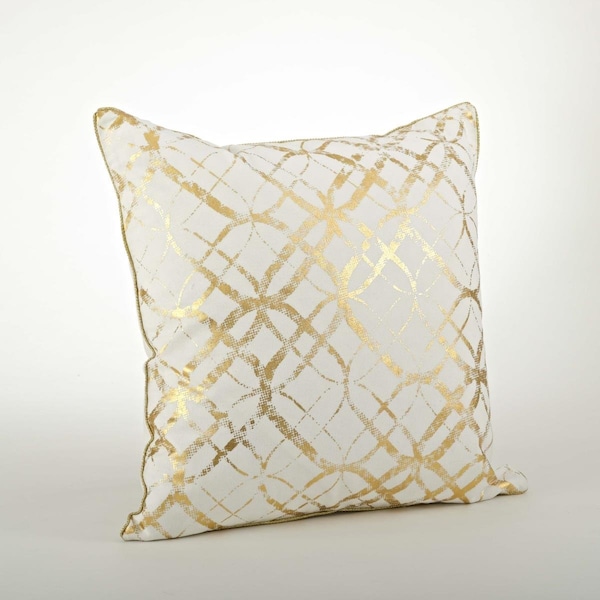 Rlm Distribution SARO  20 in. Embroidered &amp; Foil Print Square Throw Pillow - Gold - HO2657451