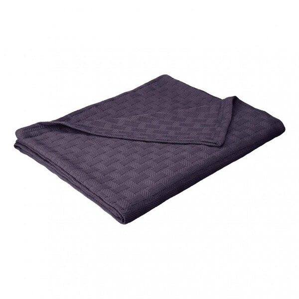 Impressions Impressions BLANKET-BAS KG NB King Cotton Blanket Basket Weave - Navy Blue - BLANKET_BAS KG NB