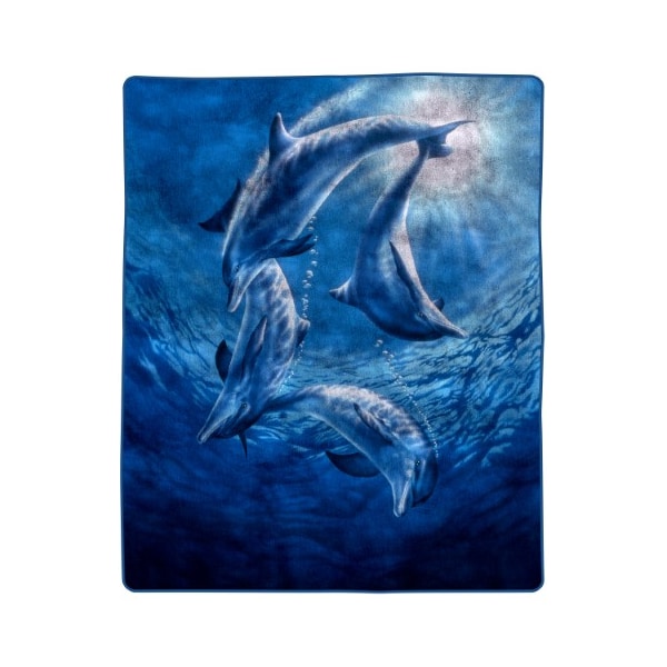 Hastings Home Hastings Home 8 pound Fleece Blanket with Ocean Dolphins Pattern for Sofa bed (74 inch x 91 inch) - 880857JPK