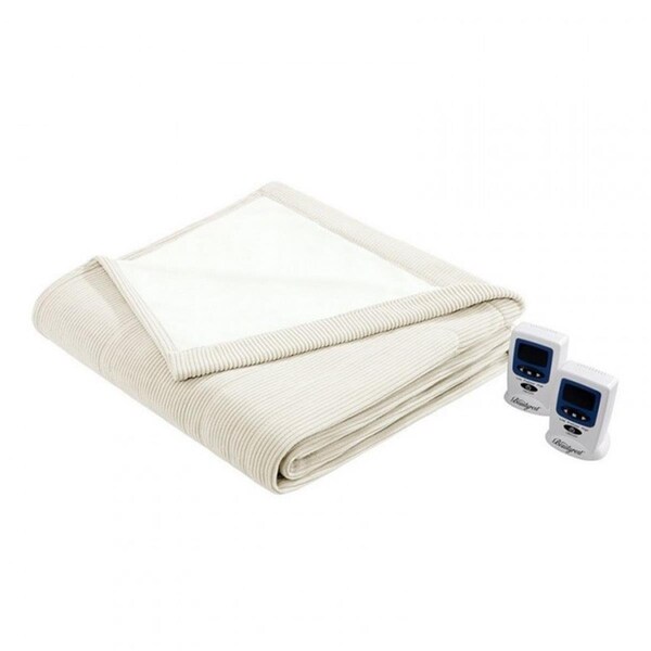 Beautyrest Electric Micro Fleece Heated Blanket, Ivory - Queen - BR54-0177
