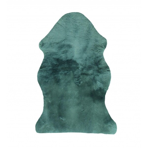 Homeroots 2 x 4 ft. Green Natural Off White Medical Grade Sheepskin Throw Blanket - 388646