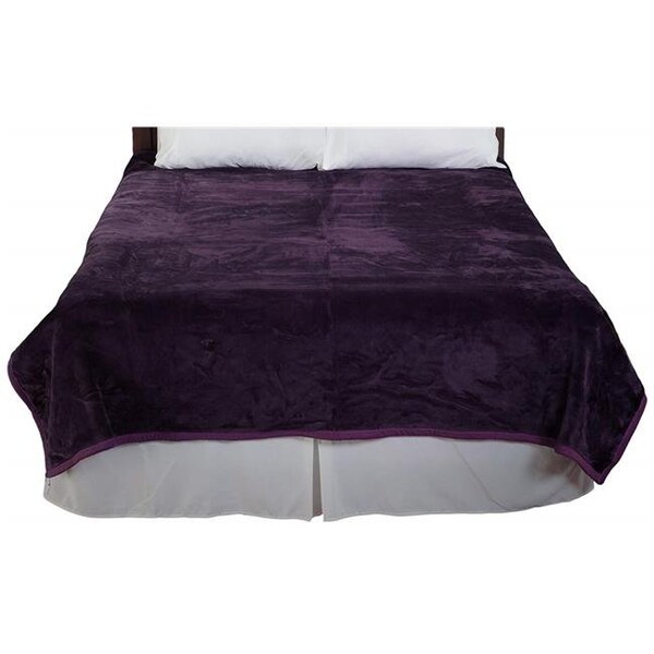 Bedford Home Bedford Home 66A-04377 Solid Soft Heavy Thick Plush Mink Blanket; 8 lbs - Purple - 66A-04377