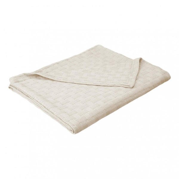Impressions Impressions BLANKET-BAS KG IV King Cotton Blanket Basket Weave - Ivory - BLANKET_BAS KG IV