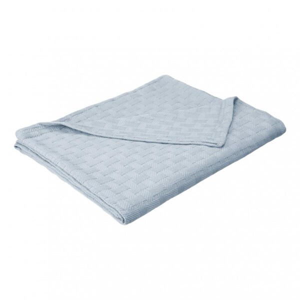 Impressions Impressions BLANKET-BAS FQ LB Full & Queen Cotton Blanket Basket Weave - Light Blue - BLANKET_BAS FQ LB