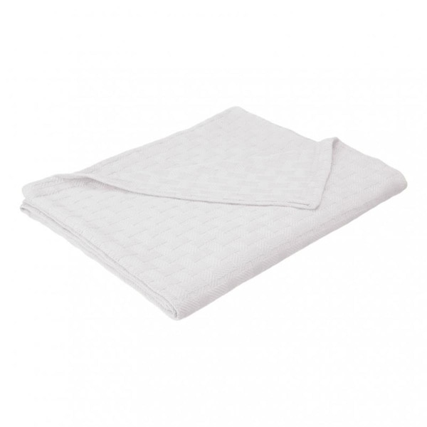 Impressions Impressions BLANKET-BAS FQ WH Full & Queen Cotton Blanket Basket Weave - White - BLANKET_BAS FQ WH