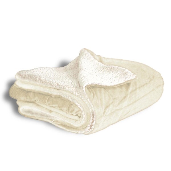 Kd Bufe 50 x 60 in. Micro Mink Sherpa Throw Blanket, Creme - KD2802540