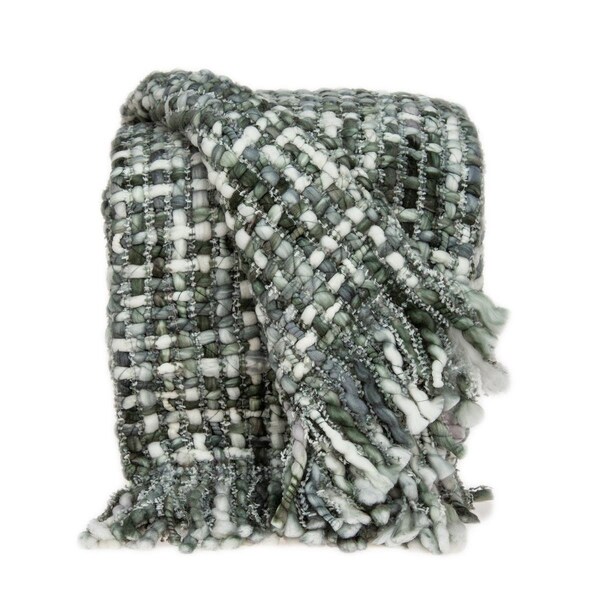 Back2Basics Mia Grey & White Rectangle Transitional Handloomed Acrylic Blend Throw - 52 x 67 x 0.5 in. - BA2634396