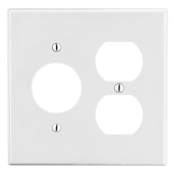 Hubbell Wiring Device-Kellems Wallplate, 2-Gang, 1) Duplex 1) 1.40" Opening, White - P78W