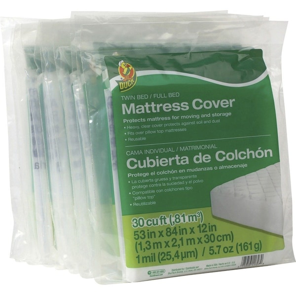 Duck Brand Mattress Cover, Twin/Full, 53"Wx84"Lx12"H, Clear - DUC1140235