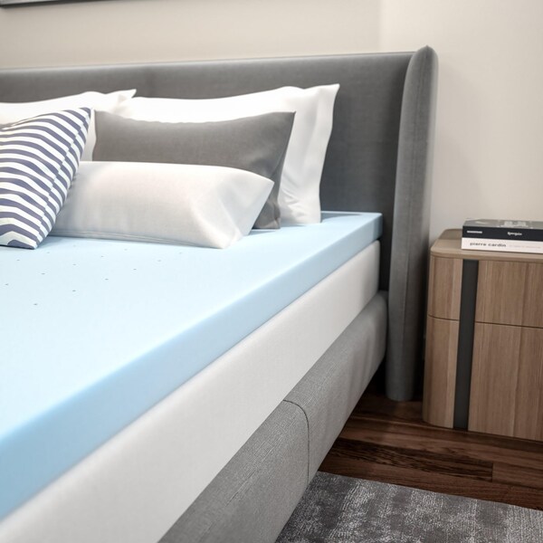 Flash Furniture Capri Comfortable Sleep 3 inch Cooling Gel Mattress Topper with CertiPUR-US Certified Memory Foam - King - MR-M35-3-K-GG