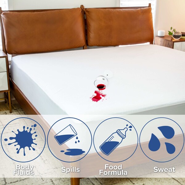 Flash Furniture Capri Comfortable Sleep Premium Fitted 100% Waterproof-Hypoallergenic Vinyl Free Mattress Protector - Breathable Fabric Surface, Full - RF-MP101-F-GG