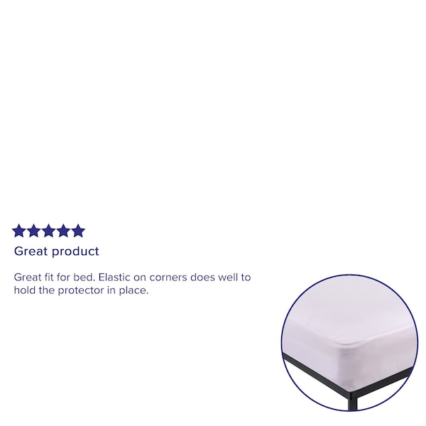 Flash Furniture Capri Comfortable Sleep Premium Fitted 100% Waterproof-Hypoallergenic Vinyl Free Mattress Protector - Breathable Fabric Surface, Full - RF-MP101-F-GG