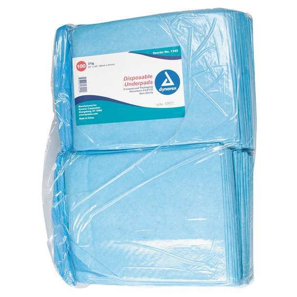 Dynarex Disposable Underpads, 23x24In, 31 g, PK200 - 1342