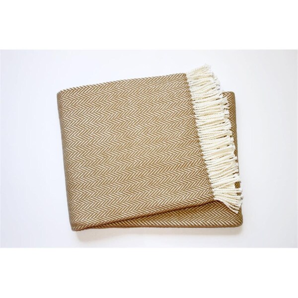 Homeroots Copper & White Dreamy Soft Herringbone Throw Blanket, Stone - 474031