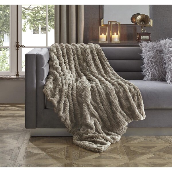 Posh Living 50 x 60 in. Zaynab Extra Soft Silk Touch Acrylic Throw, Brown - T391-30BN-UE