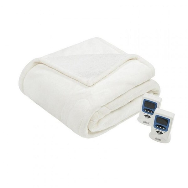 Beautyrest Heated Microlight to Berber Blanket, Ivory - Full - BR54-0651
