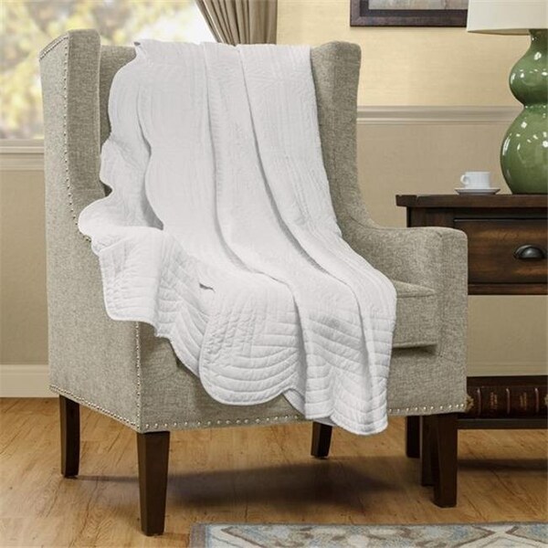 Madison Park Madison Park MP50-1216 Microfiber Oversized Quilted Throw With Scalloped Edges - White - MP50-1216
