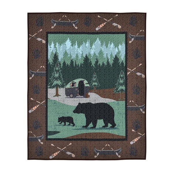 Convenience Concepts 60 x 50 in. Bear RV Park Decorative Throw Quilt Blanket, Multi Color - HI3036889