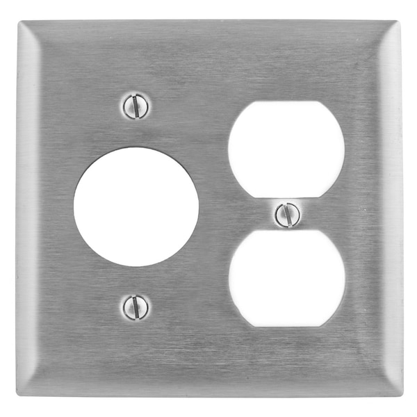 Hubbell Wiring Device-Kellems Wall Plates, Number of Gangs: 2 Stainless Steel, Brushed Finish - SS8720