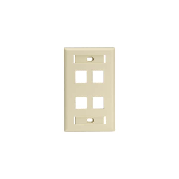 Leviton WALLPLATES 4PORT QP WP W/ ID FOR LARGE JACKS IV - 42080-4IL