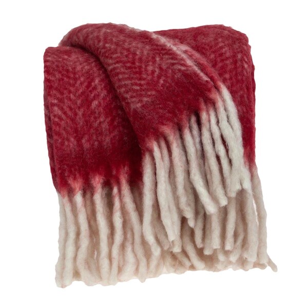 Homeroots 52 x 67 in. Parkland Collection Nagar Transitional Woven Handloom Throw, Red - 478538