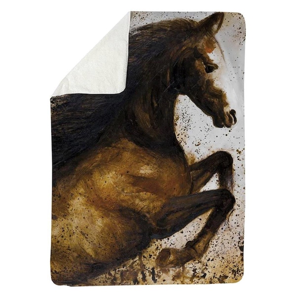 Kd Cuna 60 x 80 in. Horse Rushing Into The Dust-Sherpa Fleece Blanket - KD2792451