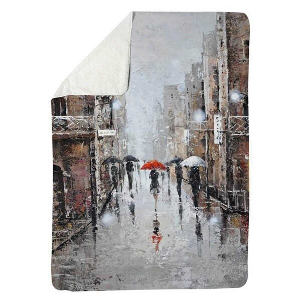 Begin Home Decor 60 x 80 in. City Rain-Sherpa Fleece Blanket - 5545-6080-CI27