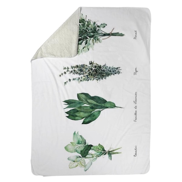Begin Home Decor 60 x 80 in. Fines Herbes-Sherpa Fleece Blanket - 5545-6080-GA124-1
