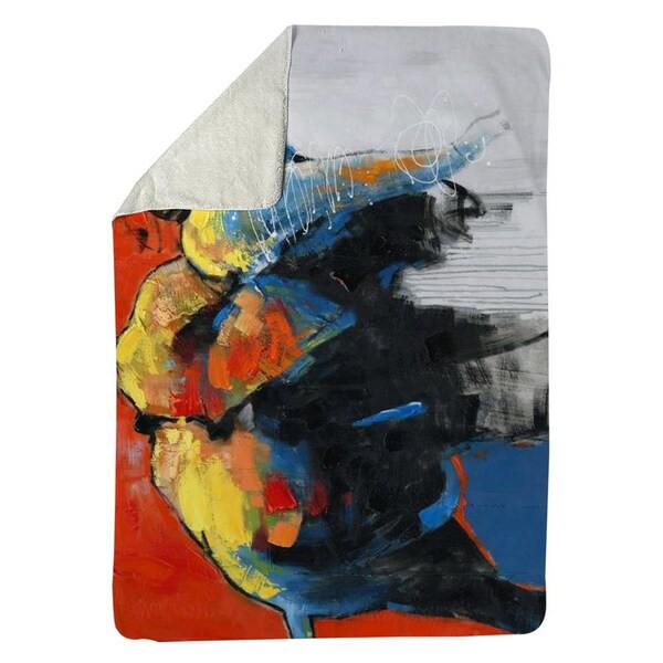 Kd Cuna 60 x 80 in. Colorful Abstract Moving Elephant-Sherpa Fleece Blanket - KD2789002