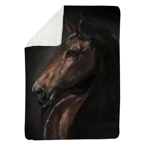 Begin Home Decor 60 x 80 in. Spirit The Horse-Sherpa Fleece Blanket - 5545-6080-AN376