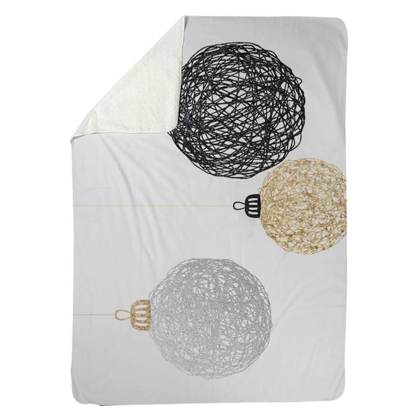 Kd Cuna 60 x 80 in. Three Christmas Balls-Sherpa Fleece Blanket - KD2786726