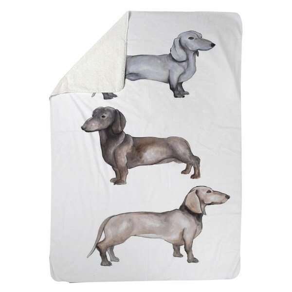 Begin Home Decor 60 x 80 in. Dachshund Dogs-Sherpa Fleece Blanket - 5545-6080-AN408