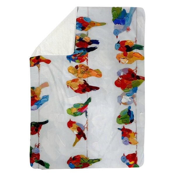 Kd Cuna 60 x 80 in. A Lot of Colorful Birds on A Wire-Sherpa Fleece Blanket - KD2791052