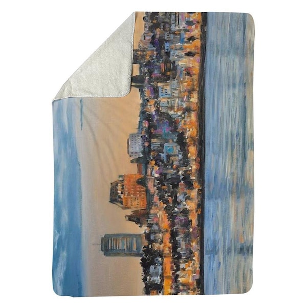 Kd Cuna 60 x 80 in. Skyline of Quebec City-Sherpa Fleece Blanket - KD2786098