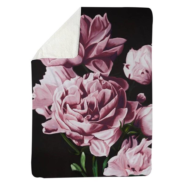 Kd Cuna 60 x 80 in. Pink Peonies-Sherpa Fleece Blanket - KD2785839