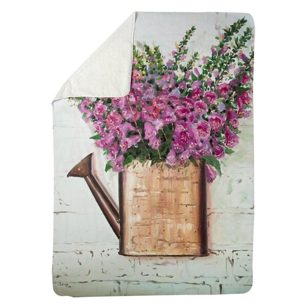 Kd Cuna 60 x 80 in. Purple Foxglove Flowers-Sherpa Fleece Blanket - KD2788963