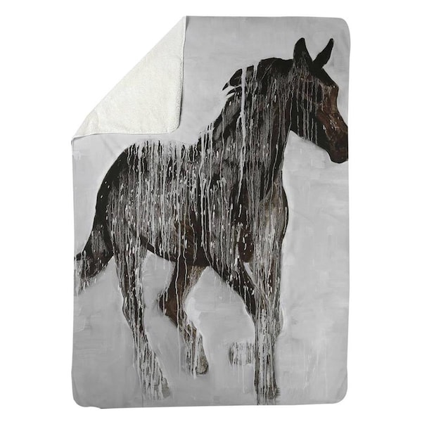 Kd Cuna 60 x 80 in. Abstract Brown Horse-Sherpa Fleece Blanket - KD2787960