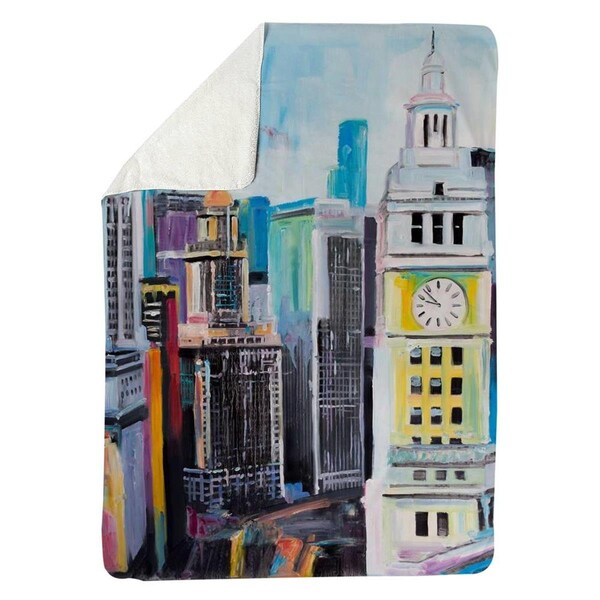 Kd Cuna 60 x 80 in. Colorful Cityscape of Manhattan-Sherpa Fleece Blanket - KD2787528