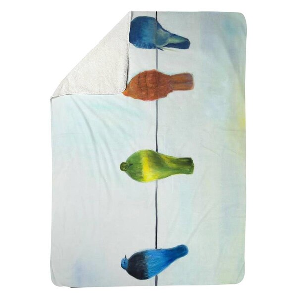 Kd Cuna 60 x 80 in. Perched Abstract Birds-Sherpa Fleece Blanket - KD2790146