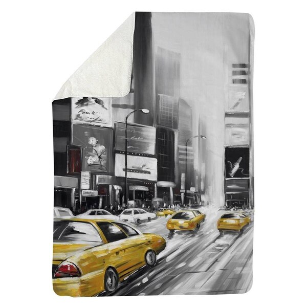 Kd Cuna 60 x 80 in. Times Square & Yellow Taxis-Sherpa Fleece Blanket - KD3337962