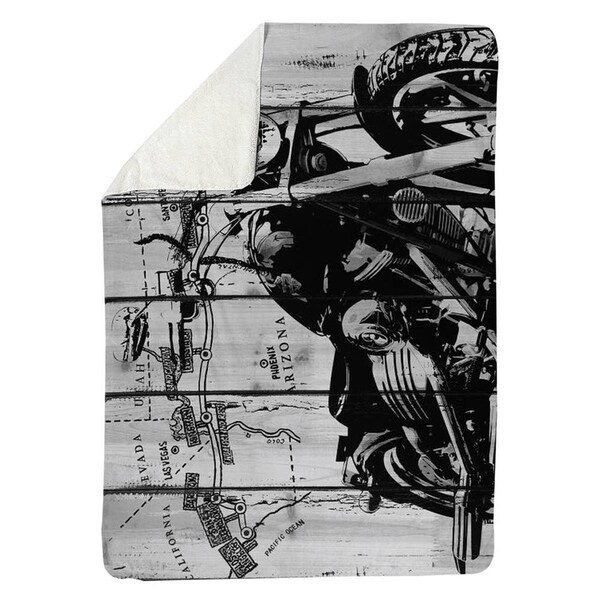 Kd Cuna 60 x 80 in. Motorcycle Grey & Black-Sherpa Fleece Blanket - KD3334980