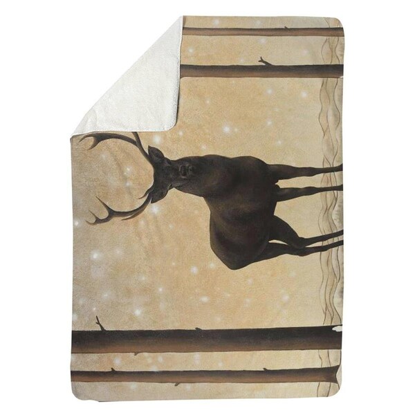 Begin Home Decor 60 x 80 in. Roe Deer In Winter-Sherpa Fleece Blanket - 5545-6080-AN284