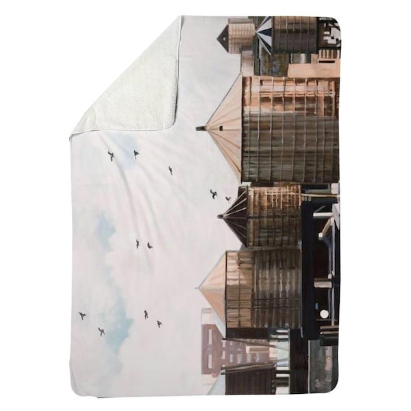 Begin Home Decor 60 x 80 in. Water Towers-Sherpa Fleece Blanket - 5545-6080-CI265