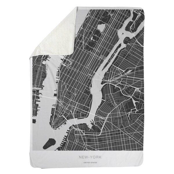 Kd Cuna 60 x 80 in. New York Graphic Map-Sherpa Fleece Blanket - KD3333373